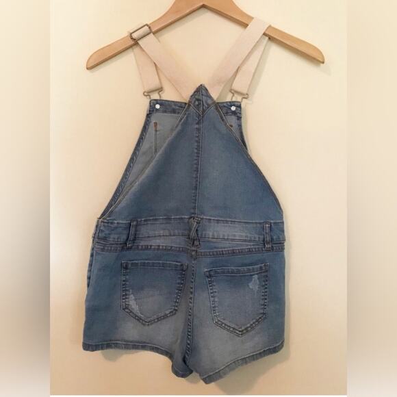 Bongo Distressed stretch denim jean shorts Shortalls Short overalls juniors 1 S - Picture 5 of 6